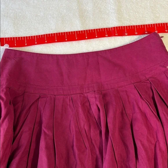 Free People 6 Skirt Raspberry Pleated Mini Skirt side zipper lined - Picture 7 of 9